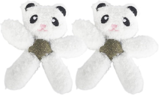 Cat Toys with Catnip Kitten Chew Bite Supplies Boredom Relief Fluffy Kitty Teeth Cleaning Chewing Cat Lovers Interactive Plush Gift (Panda&Panda)