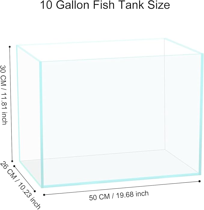 10 Gallon Glass Fish Tank, Easy to Maintain Small Aquarium for Betta/Goldfish/Snails/Shrimp and Aquatic Planting.
