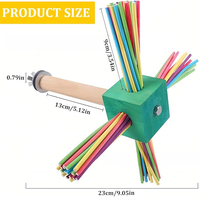Bird Toy Rotating Perch Toy, Wooden Parrots Ferris Wheel Toy with Colorful Wooden Sticks, Hanging Bird Stand Cage Accessories for Parakeet Parrot, Cockatiel, Budgerigar,Conure, Lovebirds (B)