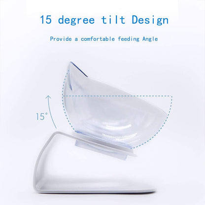 Luck Dawn Double Elevated Cat Bowls with Raised Stand, 15 Tilted cat Bowl Design Neck Guard Stand Raised Pet Food Water Feeder Bowl for Cats or Small Dogs
