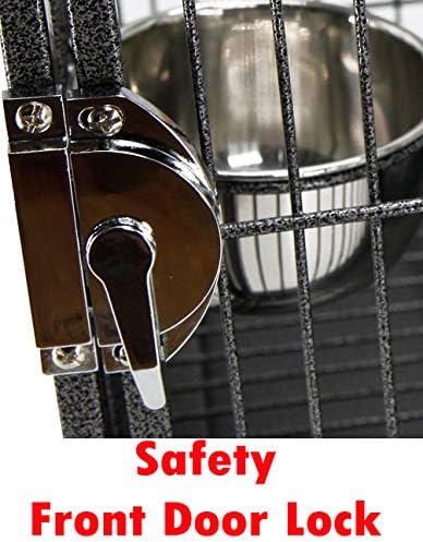 Portable Heavy Duty Travel Bird Parrot Carrier Cage Feeding Bowl Play Stand with Handle