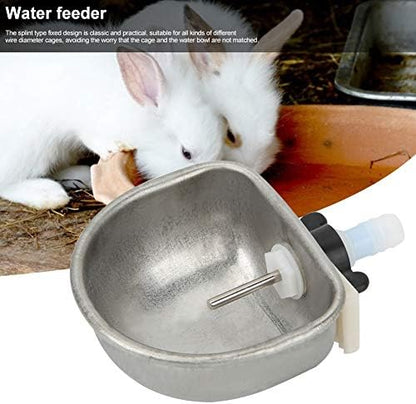 10PCS Stainless Steel Rabbit Water dispenser Rabbit Water Feeder with Bowl Automatic Rabbit Drinker Removable Hanging Pet Cage Water Bowls Rabbit Drinking Equipment
