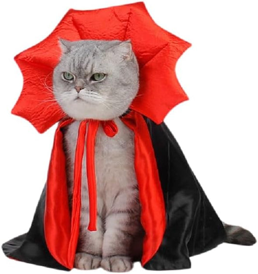 Halloween Pet Cape | Vampire King Dog Halloween Costume, Cat Halloween Costume Outfit, Funny Dog Dress Up for Small Dogs, Cats, Puppies, Kittens, Pet Halloween Clothes for Parties & Photos