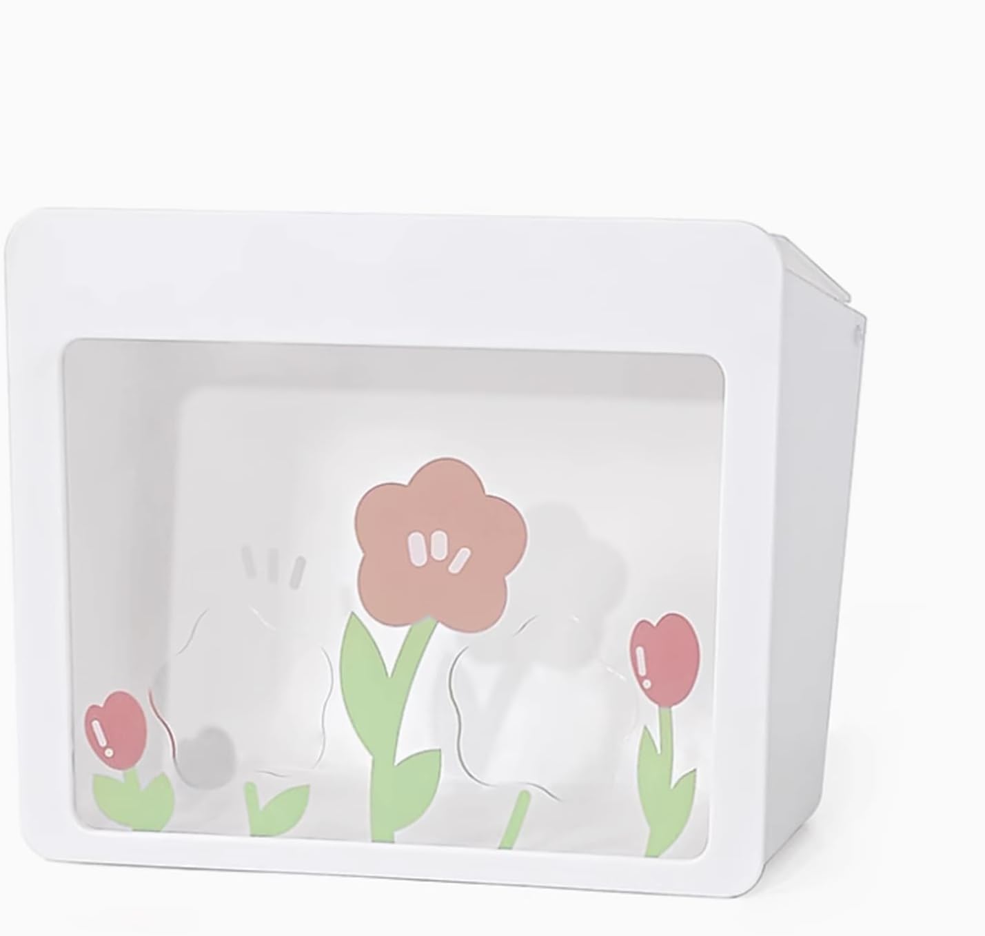 Hanging Rabbit Hay Feeder with Lid - No Waste Slow Feed Hay Rack for Rabbits, Guinea Pigs & Small Pets - Sturdy White Design, Easy to Fill & Clean, Cage Mounted Bunny Hay Holder (Flower Hole Style)