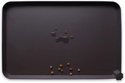 Hoki Found L Silicone Non Slip Pet Dog Cat Bowl Mats - Waterproof Dog Cat Food Mats - Dark Oak