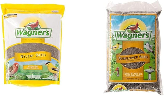 Wagner's 10-Pound Nyjer Seed, 5-Pound Black Oil Sunflower Seed Wild Bird Food Bundle