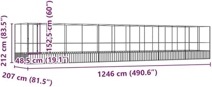 Galvanized Steel Large Flight King Bird Cage with Extension, Steel Outdoor Aviary, Outdoor Indoor Large Bird Cage Aviary Pet House for Cockatiels African Parakeets, 490.6"x81.5"x83.5",-314