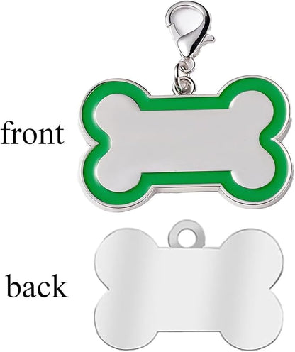 Personalized Dog ID Tags - tag for Dog Collar, pet ID tag, Dogs Tags for Pets, Laser Engraved Name Tags for Dogs, Dog Tags for Large Dogs, Blank Dog Tags (Bone-Shaped-Large: Green)