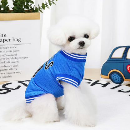 Dog Clothes Basketball Mesh Breathable T-Shirt,Pet Clothes Puppy Sportswear Spring/Summer Fashion Dog Shirt. (Blue, X-Large)