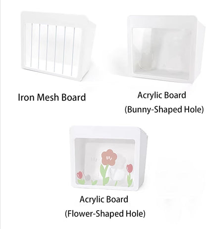 Hanging Rabbit Hay Feeder with Lid - No Waste Slow Feed Hay Rack for Rabbits, Guinea Pigs & Small Pets - Sturdy White Design, Easy to Fill & Clean, Cage Mounted Bunny Hay Holder (Iron mesh Style)