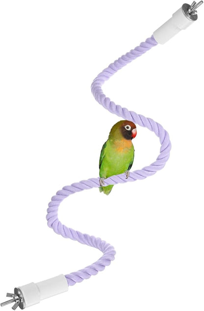 1-Pack Rope Perches for Bird Cages, 31.5 in Length Comfort Grip Flexible Rope Perch Beak & Paw Grinding for Parrots/Cockatiels/Parakeets, Bird Platform Sand [Purple]
