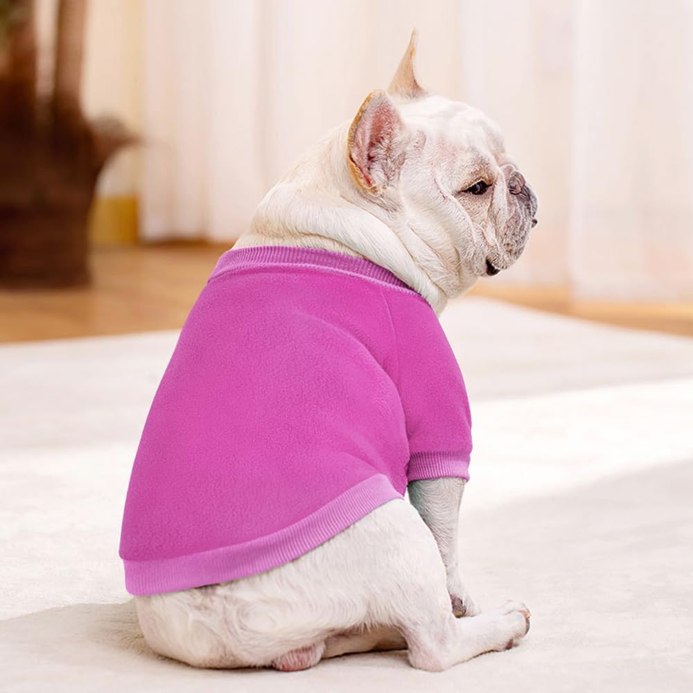 Idepet Dog Fleece Sweater Pet Dog Clothes Small Dogs Pullover Sweatshirt Soft Puppy Sweater Warm Winter Shirt Classic Cat Apparel for Small Dogs and Cats (X-Large, Purple)
