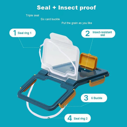 2 Pack Rice Storage Container 25 lbs, Airtight Flour Storage Containers with Wheels Seal Locking Lid, BPA Free, Rice Bin with Measuring Cup & Scoop for Flour, Sugar, Cereal (Blue)