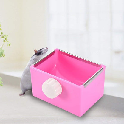 Hypeety Hamster Food Bowl Small Pet Feeder Food Water Bowl Fixable Plastic Hamster Food and Water Bowl Dispenser Durable Cage Bowl Feeder for Hamster Guinea Pig Rabbit Small Animals(Pink)
