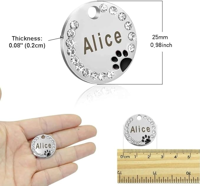 Personalized Dog/Cat Cute Paw Pet ID Tag with Unique Laser Engraving Name and Phone Number for Pet Collar or Key Chain (Red)
