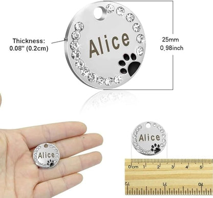 Personalized Dog/Cat Cute Paw Pet ID Tag with Unique Laser Engraving Name and Phone Number for Pet Collar or Key Chain (Red)