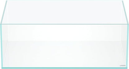 LANEDN 75S 22.1 Gal Shallow Tank, Shallow Fish Tank, Rimless Low Iron Tank, Bookshelf Aquarium W29.5×D17.7×H11 in(75x45x28cm); 8mm Thickness Aquascape Fish Tank, Black Leveling Mat Included