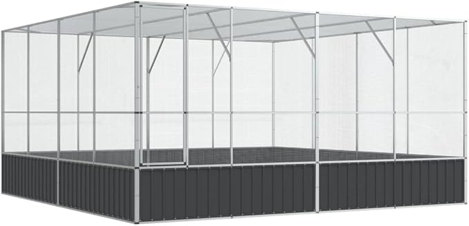 Galvanized Steel Large Flight King Bird Cage, Steel Outdoor Aviary, Outdoor Indoor Large Bird Cage Aviary Pet House for Cockatiels African Parakeets, 164.6"x163"x83.5",-304