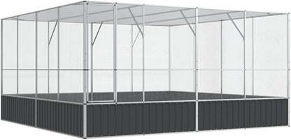 Galvanized Steel Large Flight King Bird Cage, Steel Outdoor Aviary, Outdoor Indoor Large Bird Cage Aviary Pet House for Cockatiels African Parakeets, 164.6"x163"x83.5",-304