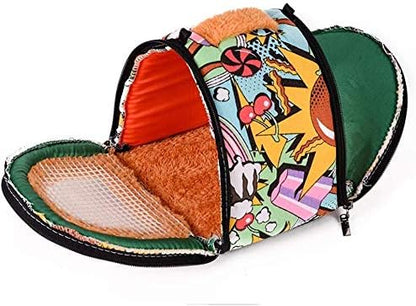 Travel Small Animals Hedgehog Hamster Guinea Pig Carrier for Small Guinea Pigs Rats Chinchillas Hamsters Hedgehogs Carriers Pouch Bag with Detachable Strap Breathable Outdoor Warm Small Pet Carrier