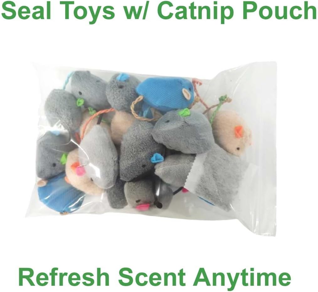 Cat Toys Mice for Bored Indoor Cats, 20 Pack Plush Mice with Catnip Smell and Bonus Pouch, Interactive Mouse Toy for Adult and Kitten (20 Pack Catnip Toys (5 Colors, 4 of Each Color))