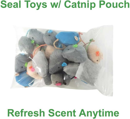 Cat Toys Mice for Bored Indoor Cats, 20 Pack Plush Mice with Catnip Smell and Bonus Pouch, Interactive Mouse Toy for Adult and Kitten (20 Pack Catnip Toys (5 Colors, 4 of Each Color))
