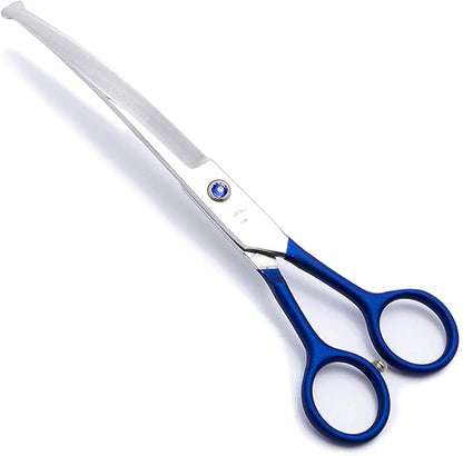 LovinPet Pet Grooming Scissors Curved Right/Left-Handed Pet Round-Tip Grooming 6CR Stainless Steel Safety trimming shears for Dogs and Cats (Easy use Curved Scissor)