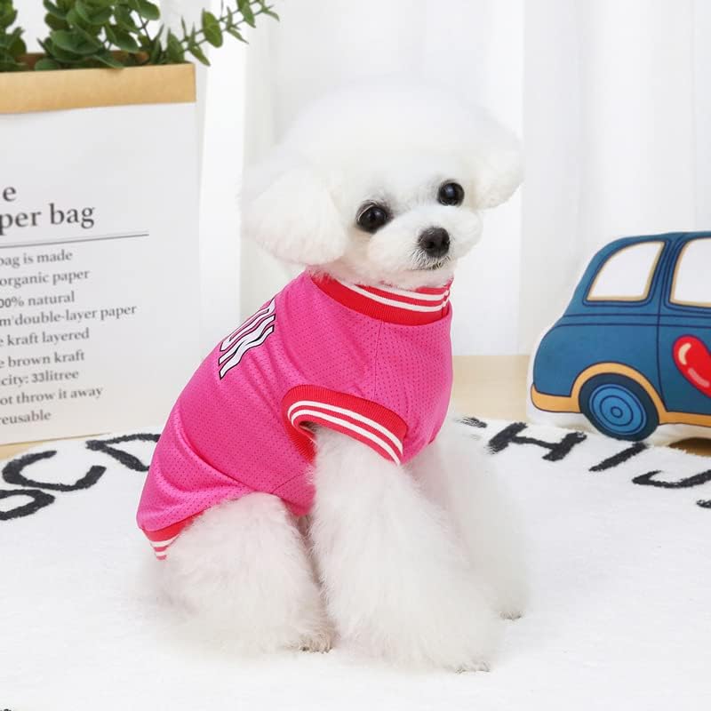 Dog Clothes Basketball Mesh Breathable T-Shirt,Pet Clothes Puppy Sportswear Spring/Summer Fashion Dog Shirt. (Pink, Small)