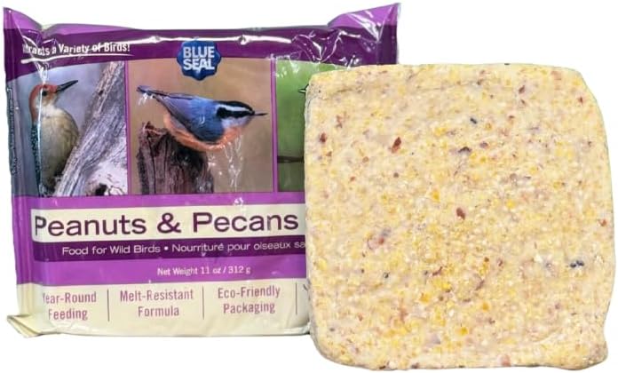 Blue Seal Peanuts & Pecans Suet Cake | Suet Cakes for Wild Birds | Melt Resistant | Year-Round Feeding | Food for Wild Birds | Made in The USA | 12 oz Suet Cakes (12 Pack)