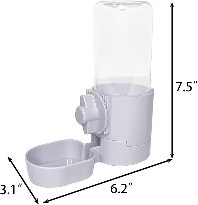 Rabbit Water Bottle 17 OZ Bunny Hanging Water Fountain Automatic Guinea Pig Water Dispenser No Leak Drinking Feeder for Bunny Chinchilla Hamsters Cat Dog Small Animals(Grey)