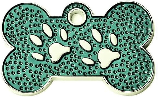 Personalized Dog Cute Paw Pet ID Tag for Pet Collar or Key Chain - cat Name tag, Personalized cat id tag, Kitten Name tag, Kitten id tag (Bone-Shaped-Small: Ocean Blue)