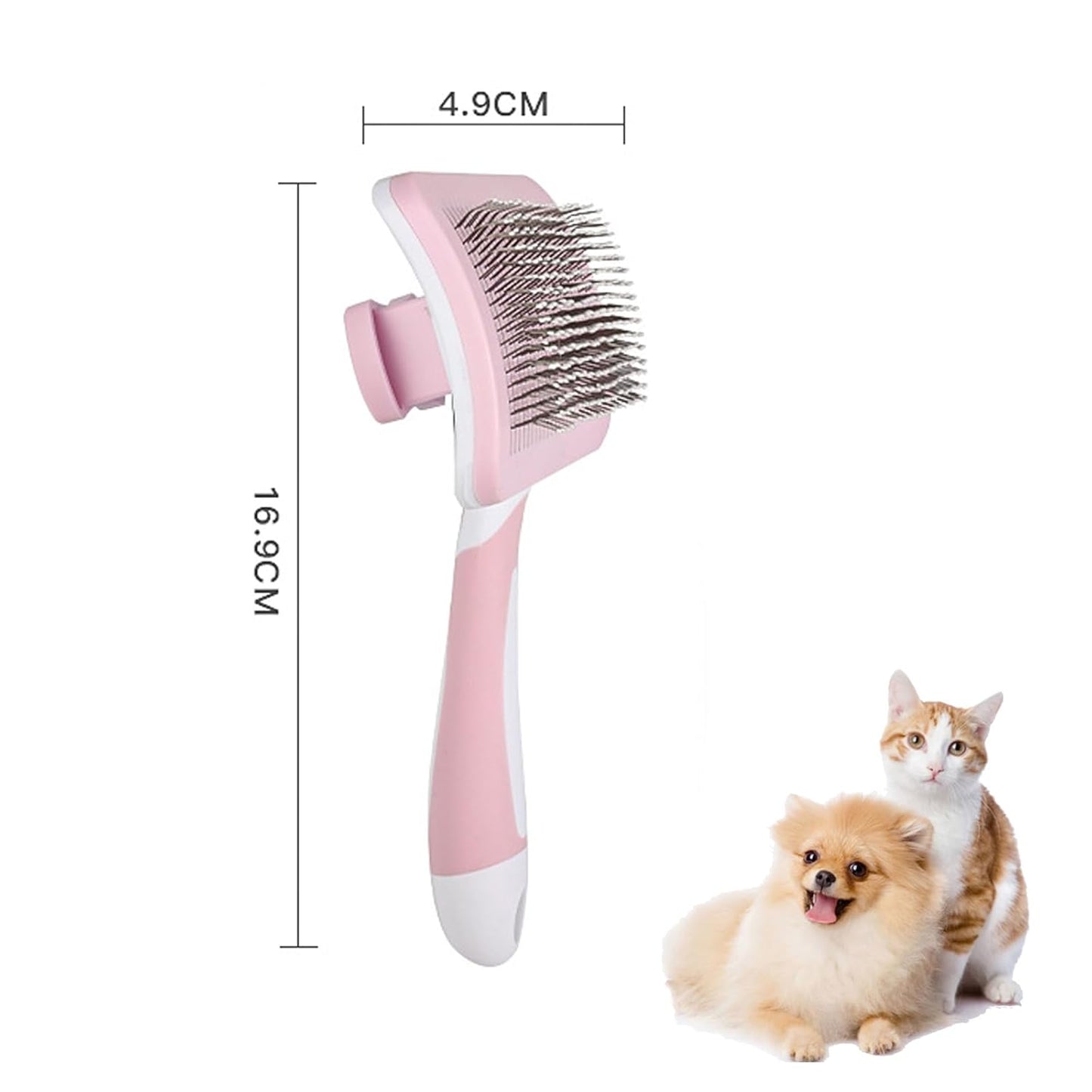 Self Cleaning Shedding Brush - Skin Friendly Grooming Tool for Dogs, Cat Grooming Brush, Skin Friendly Deshedding Grooming Tool for Dogs & Cats, Suitable for Shedding & Haired Pets (Pink)