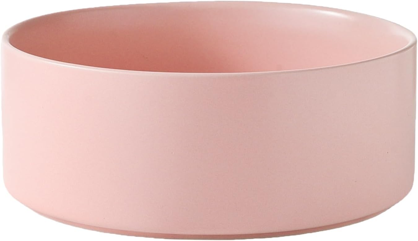 8'' Ceramic Dog Bowl - 70Oz Classic Dogs Food & Water Bowl for Medium and Large Breeds, Heavy-Duty Non-Slip Dog Dish, Food Grade Stoneware Pet Bowl, Dishwasher & Microwave Safe, Pink