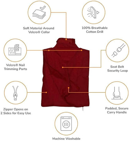 Cat-in-the-Bag Cozy Comfort Carrier - Large Red Cat Carrier Soft and Pet Carrier for Nail Trimming, Vet Visits, Medication Administration, Dental Care, and Travel