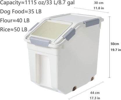 CITY BABY 2 Pack Airtight Flour Storage Container With Scoop,Dry Food, Sugar, Baking Supplies,Rice Container Set -BPA Free- Pet Food Storage Container,Dog Cat Birds Food Bin(50LB)