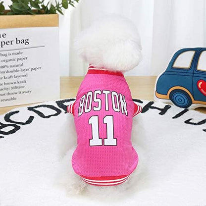 Dog Clothes Basketball Mesh Breathable T-Shirt,Pet Clothes Puppy Sportswear Spring/Summer Fashion Dog Shirt. (Pink, Small)
