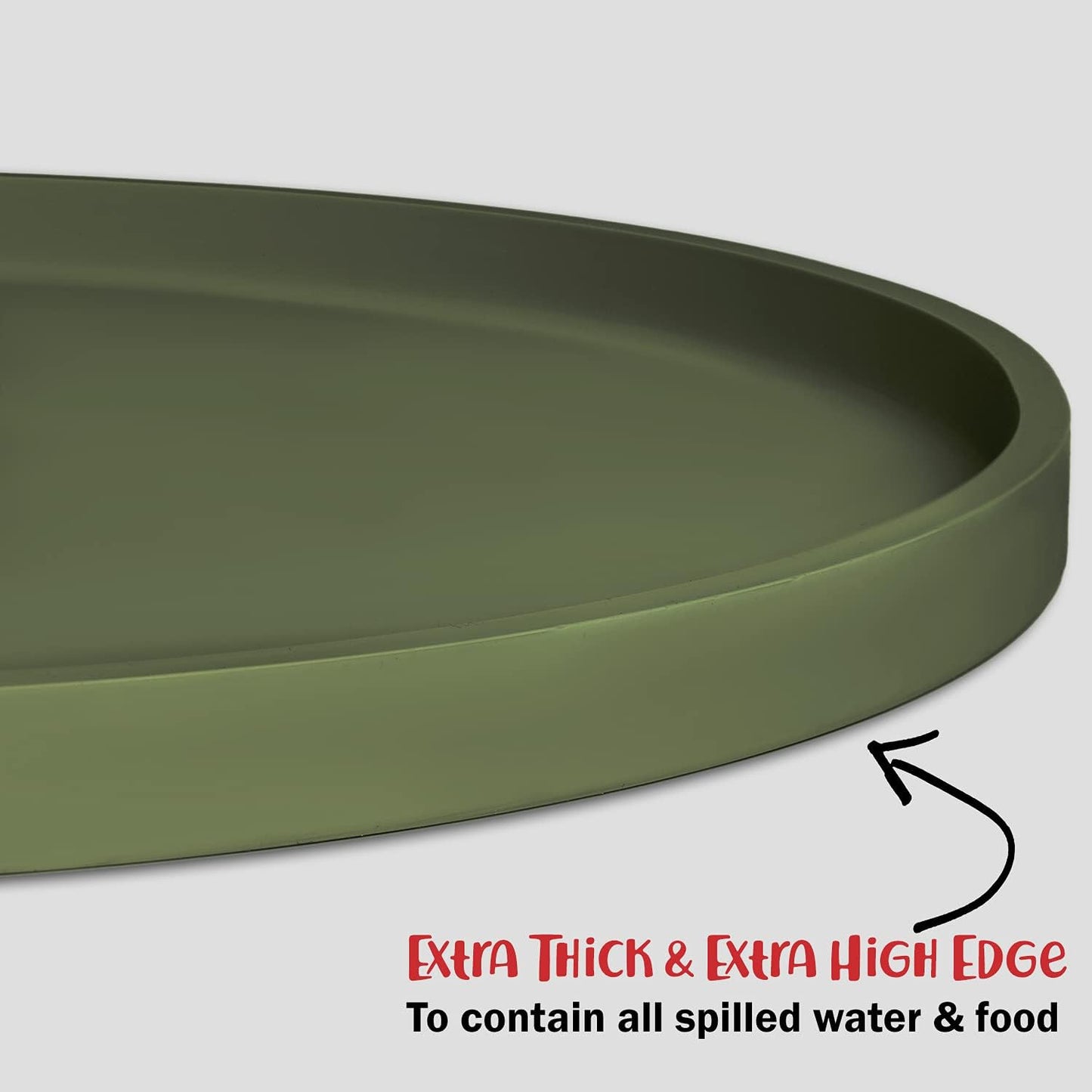 DogBuddy Dog Food Mat - Waterproof Dog Bowl Mat, Silicone Pet Mat for Food and Water Bowls, Nonslip Pet Feeding Mat with Edges, Dogs Food Mats for Floors, Puppy Supplies (XS, Khaki Green)