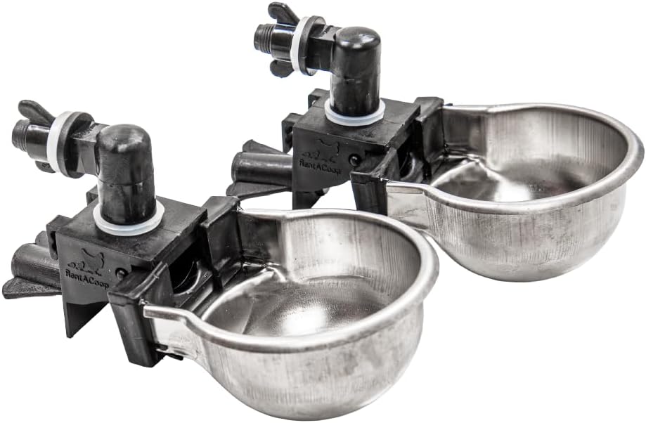 Rac Paws by RentACoop DIY Auto-Fill Metal Cup Waterer Kit - Great for Small Animals, Pets, Bunnies, Ferret, Chickens, Hamsters, Guinea Pigs, Rabbits, Chinchillas, Mice, Rats - 2 Pack