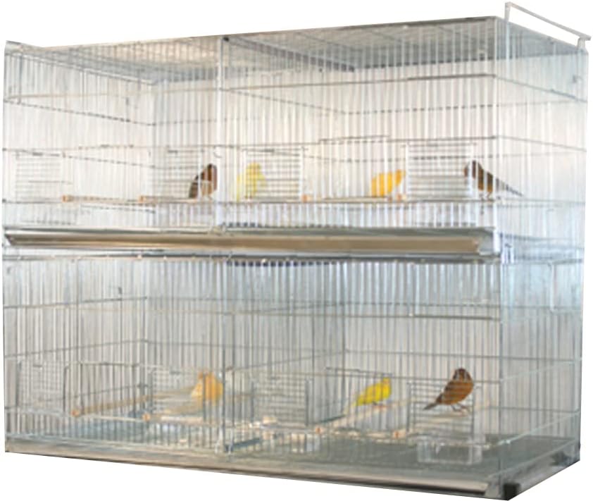 Lot-2 Extra Large 35.5"x18"x19"H No Rust Stainless Galvanized Zinc Stackable Breeder Bird Flight Cage Side Breeding Nest Box Door Removable Divider with Removable Rolling Stand