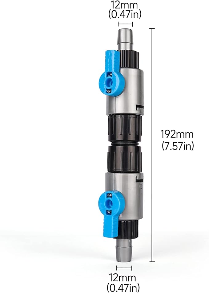 LANDEN Double Tab Connector for Aquarium, Canister Filter Hose Connector, Fish Tank Water Flow Control, Quick Release Valve,