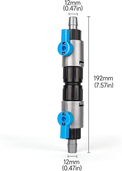 LANDEN Double Tab Connector for Aquarium, Canister Filter Hose Connector, Fish Tank Water Flow Control, Quick Release Valve,