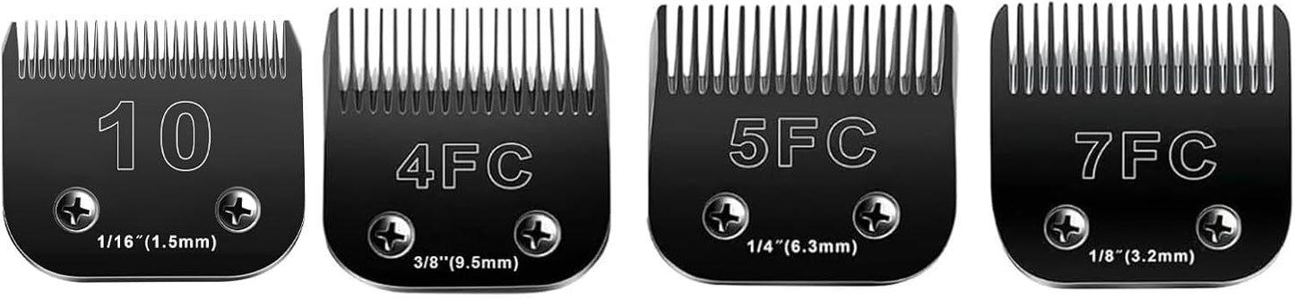 4PCS Dog Grooming Blades Compatible with Andis Dog Clippers Blades,Dog Clipper Blades Compatible with Oster A5,Wahl km10 Dog Clippers,Stainless-Steel Blade Sharp,Size:10+4FC+5FC+7FC