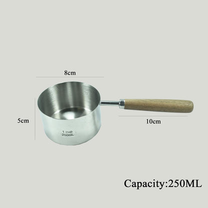 1 Cup Stainless Steel Dog Cat Food Measuring Scoop for Dry and Wet Food, Accurate Measurement for Rice, Flour, Grain (Long Handle Silver)