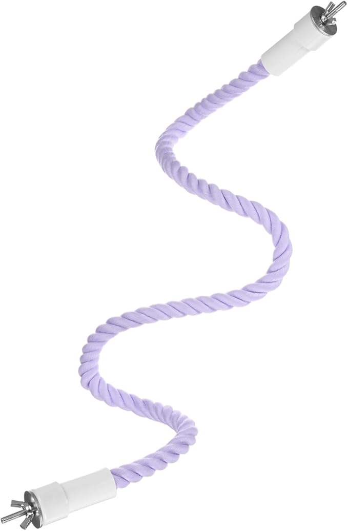 1-Pack Rope Perches for Bird Cages, 31.5 in Length Comfort Grip Flexible Rope Perch Beak & Paw Grinding for Parrots/Cockatiels/Parakeets, Bird Platform Sand [Purple]
