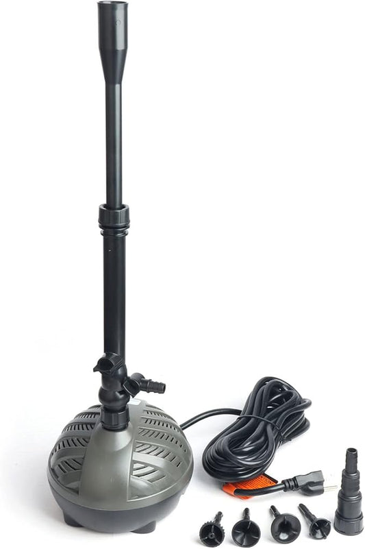 WaterRebirth HSP1600N Versatile Submersible Pump with Fountain Jets - for Aquariums, Ponds, Fountains, Turtle Tanks - 396GPH