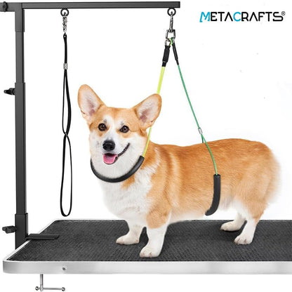 Foldable Dog Grooming Arm with Hammock & Clamp - Adjustable Height 20"-35" - Pet Grooming Table Accessories with No-Sit Holder, Grooming Restraint for Small, Medium Dogs at Home or Salon