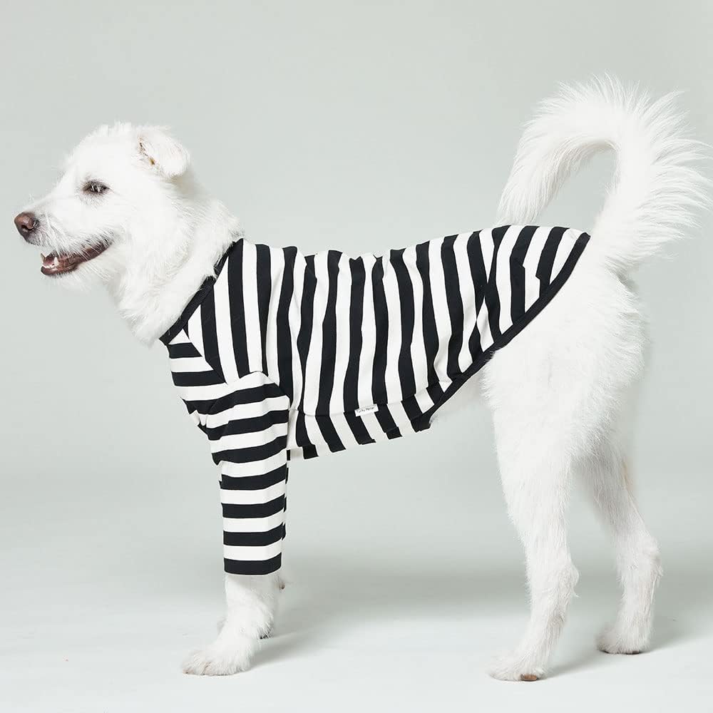 Dog Cotton Shirts for Small and Large Dogs Rugby Striped T-Shirts Soft Breathable Dog Shirt pet Clothes (X-Large, White/Black)