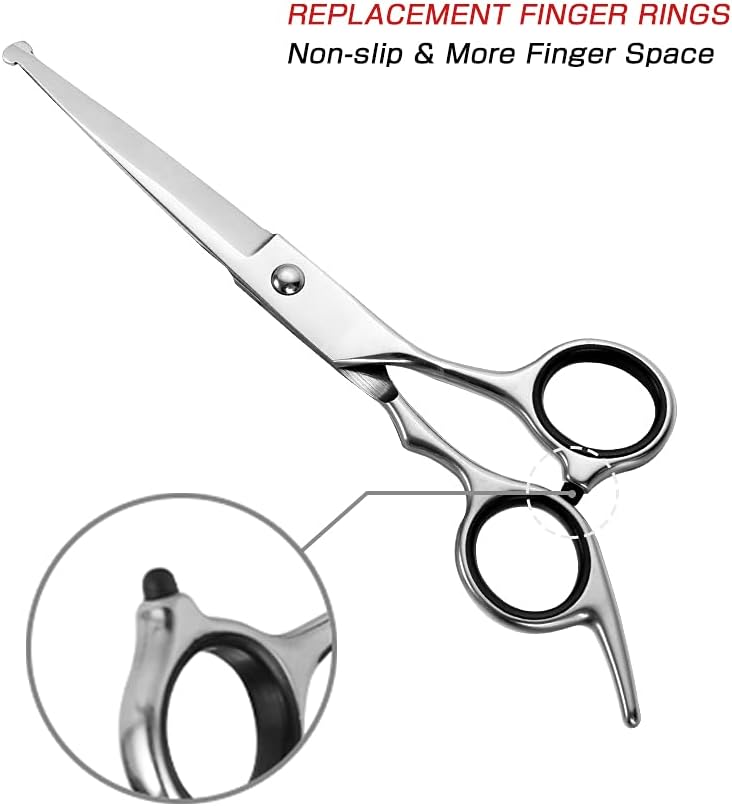 Chibuy Professional Dog Grooming Scissors Straight Cut with Safety Round Tips, 4CR Stainless Steel & Titanium Coated for Precise Cutting, for Professional Groomers & Home Use, for Dogs & Cats