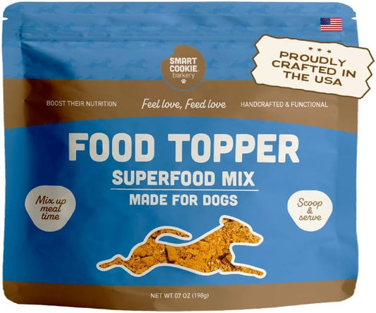 Smart Cookie Natural Dog Food Topper - Superfood - Salmon Dog Meal Mixer for All Ages - Food Topper for Picky Eaters and Boosting Nutrition - Non GMO, Made in The USA - 7 oz Bag (15 Day Supply)