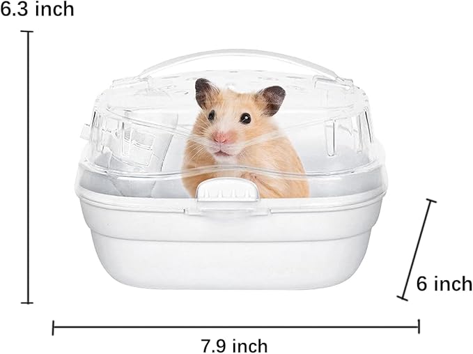KAMEIOU White Travel Portable Small Animals Hamster Hedgehog Guinea Pig Carrier Cage for Hamsters Hedgehogs Ferret Guinea Pig Carrier Cage with Handle Breathable Transparent Lid Small Animal Carriers